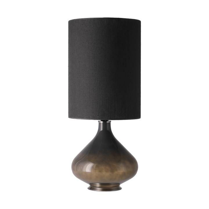 Candeeiro de mesa Flavia, base cinza, Lino Negro L Flavia Lamps