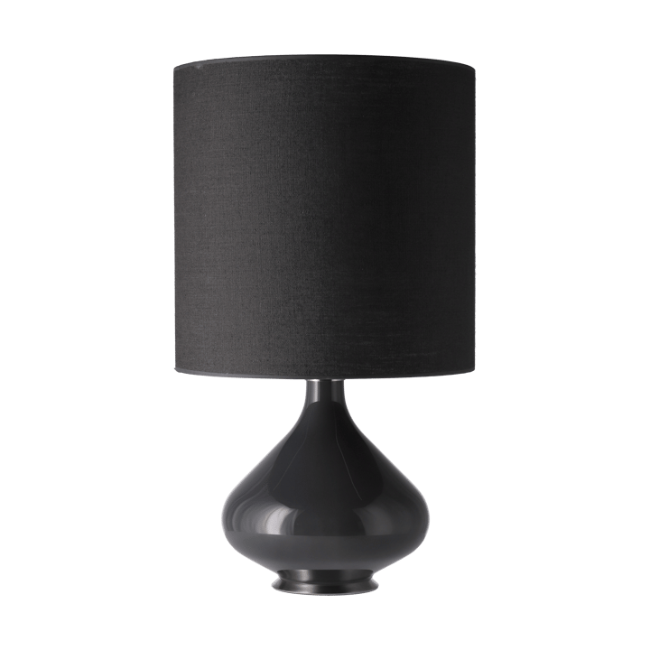 Candeeiro de mesa Flavia, base cinza, Lino Negro M Flavia Lamps