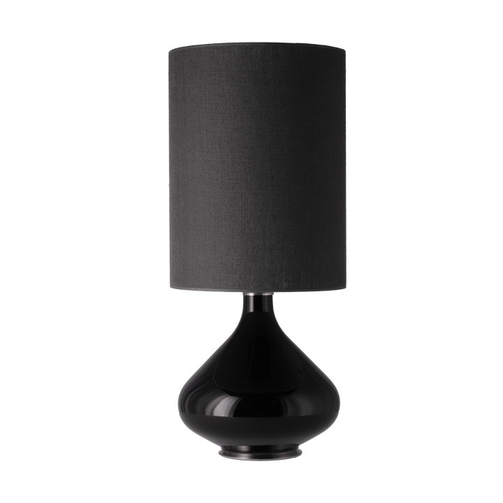 Candeeiro de mesa Flavia, base preta, Lino Negro L Flavia Lamps