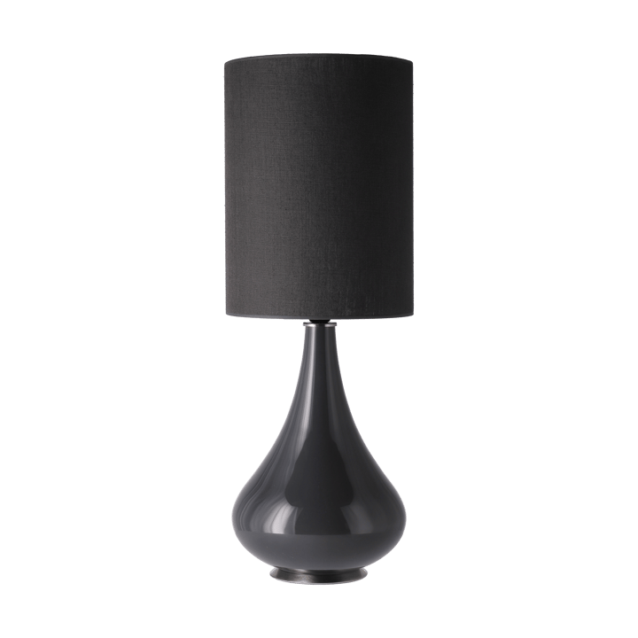 Candeeiro de mesa Renata, base cinza, Lino Negro L Flavia Lamps