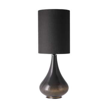 Candeeiro de mesa Renata, base cinza - Lino Negro L - Flavia Lamps