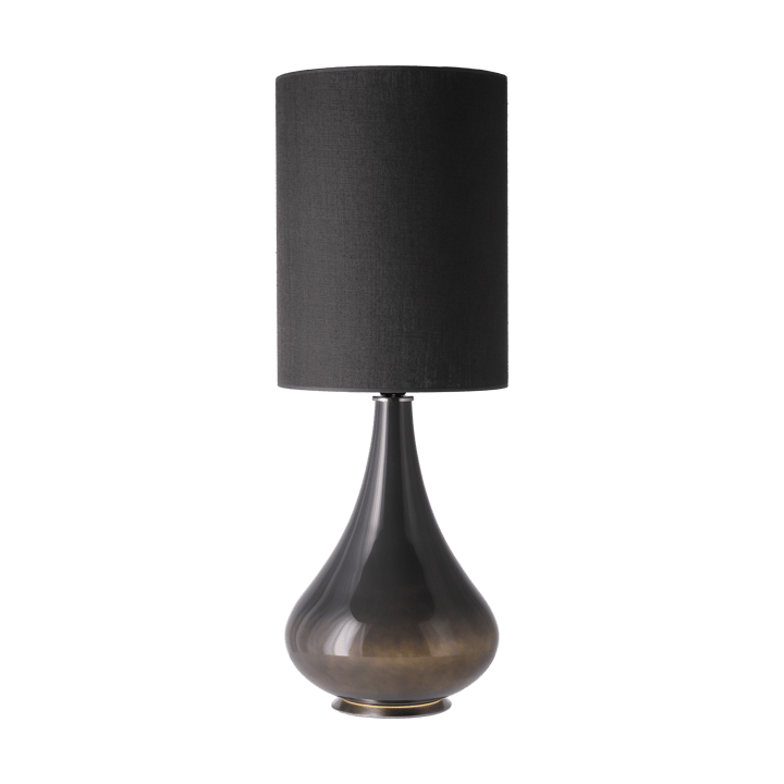 Candeeiro de mesa Renata, base cinza, Lino Negro L Flavia Lamps