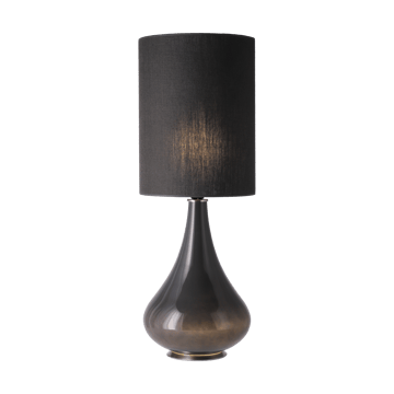 Candeeiro de mesa Renata, base cinza - Lino Negro L - Flavia Lamps