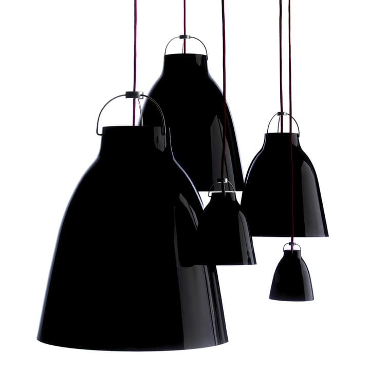  Candeeiro Caravaggio 2, Preto-cabo têxtil vermelho Fritz Hansen