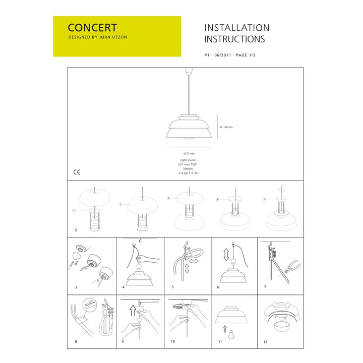 Candeeiro suspenso Concert branco, P1 Fritz Hansen