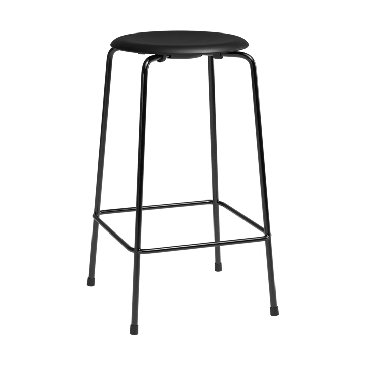 High Dot counter stool 4 pernas - Intense couro preto-aço preto - Fritz Hansen