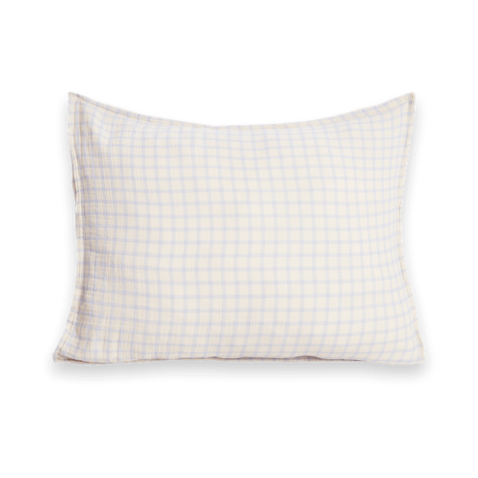 Fronha Gingham Sky Blue Muslin - 50x60 cm - Garbo&Friends