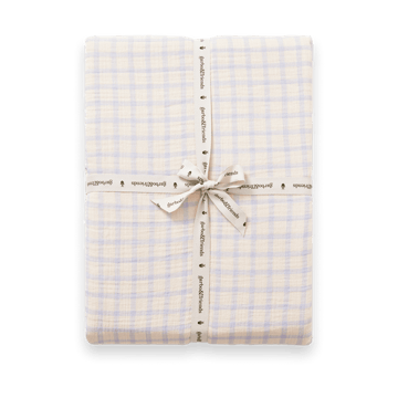 Lençol com elástico Gingham Sky Blue Muslin - 160x200x30 cm - Garbo&Friends