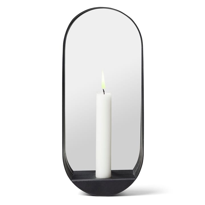 Suporte de velas/espelho Glim 12x28 cm oval - preto - Gejst