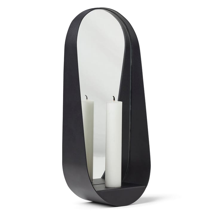 Suporte de velas/espelho Glim 12x28 cm oval, preto Gejst