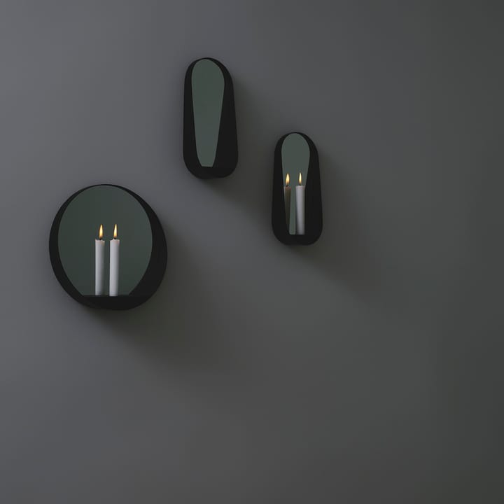 Suporte de velas/espelho Glim 12x28 cm oval, preto Gejst