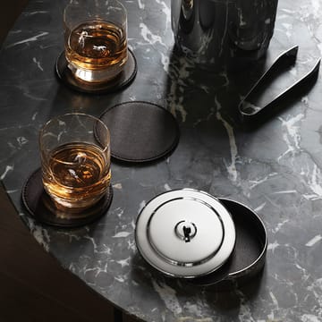 Base para copos Manhattan 4 un. - couro castanho - Georg Jensen