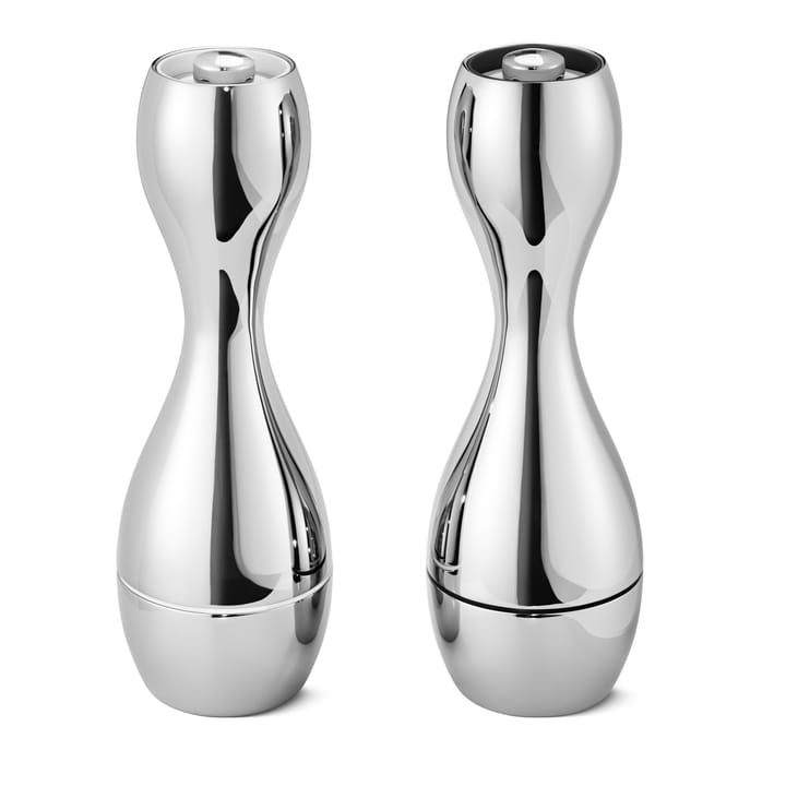 Saleiro e pimenteiro de moinho Cobra, aço inoxidável Georg Jensen