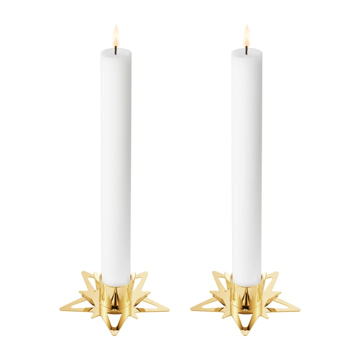 Suporte de vela Classic Christmas Star Ø9 cm 2 unid - Ouro - Georg Jensen