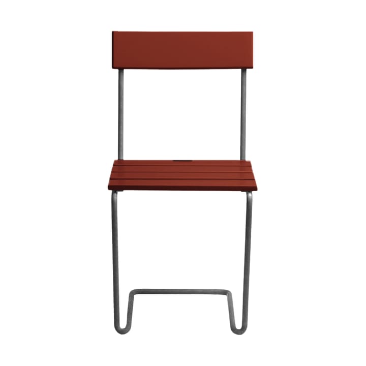 Cadeira 1, Dark red lacquered oak-galvanized base Grythyttan Stålmöbler