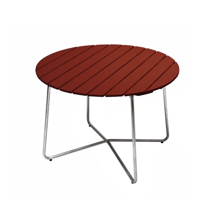 Mesa de jantar 9A - Dark red lacquered oak-galvanized base, Ø100 cm - Grythyttan Stålmöbler