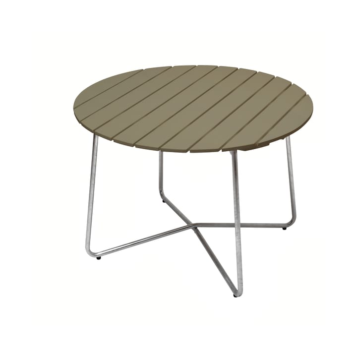 Mesa de jantar 9A - Light green oak-hot galvanized base, Ø100 cm - Grythyttan Stålmöbler