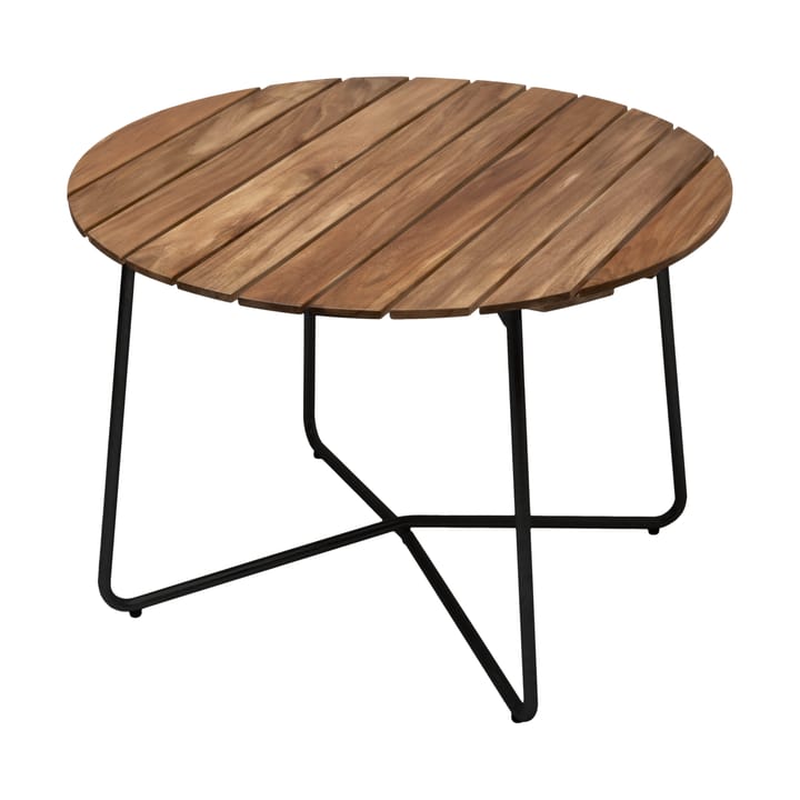 Mesa de jantar 9A - Untreated teak-black base, Ø100 cm - Grythyttan Stålmöbler