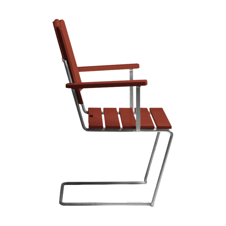 Poltrona A2, Dark red lacquered oak-galvanized base Grythyttan Stålmöbler