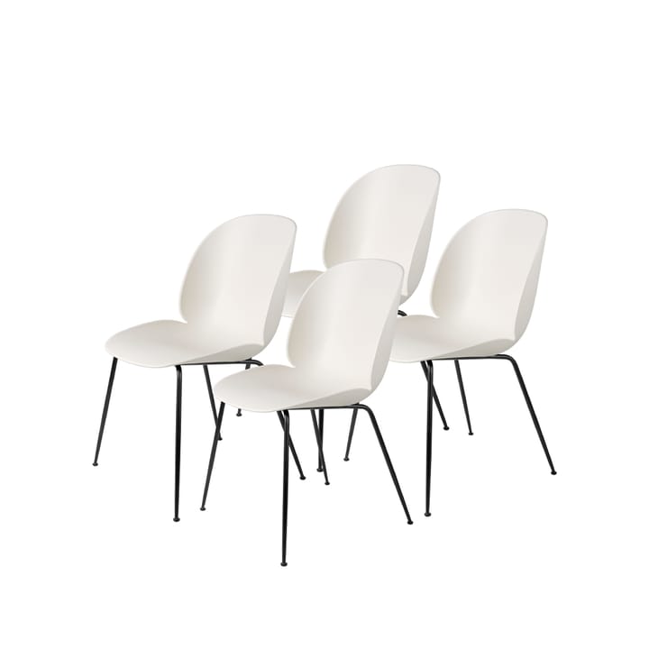 Cadeira 4-unidades Beetle - Branco alabaster, estrutura de aço preto - GUBI