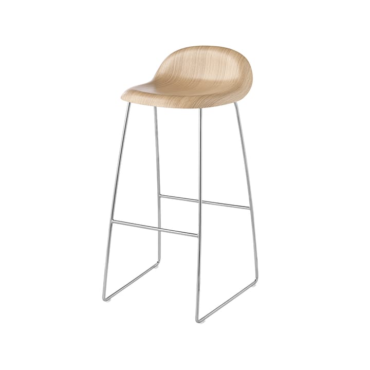 Cadeira bar alta Gubi 3D - carvalho mate lacado, Base em aço cromado - GUBI