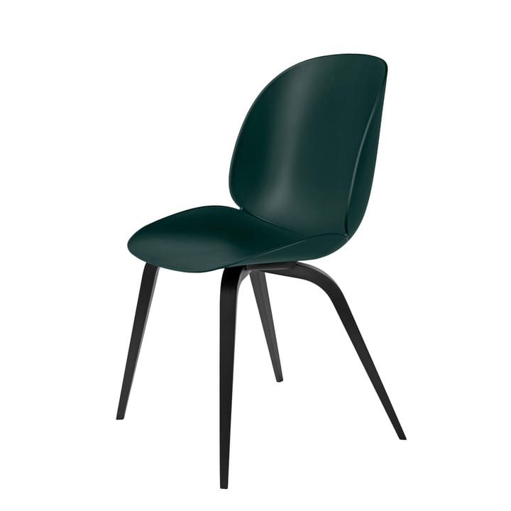 Cadeira de plástico pernas pretas de madeira Beetle - Verde - GUBI