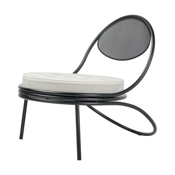 Copacabana Outdoor Lounge Chair assento estofado - Leslie stripe limonta 020-pernas pretas - GUBI