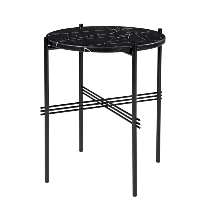 Mesa com pernas pretas Ts O 40 Cm, mármore preto GUBI