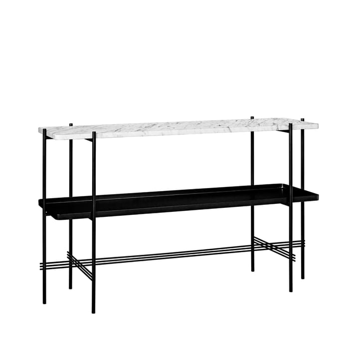 Mesa de apoio 120x30x72 cm TS Console - Mármore branco carrara-estrutura Preta-com Bandeja - GUBI