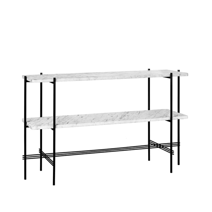 Mesa de apoio 120x30x72 cm TS Console - Mármore branco carrara-estrutura preta,2 prateleiras em mármore - GUBI