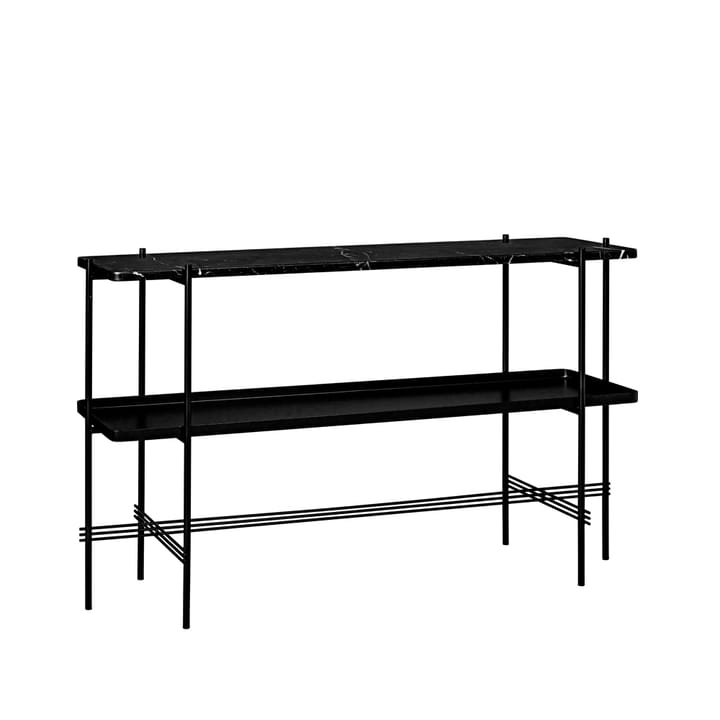 Mesa de apoio 120x30x72 cm TS Console - Mármore preta marquina-estrutura preta-com bandeja - GUBI