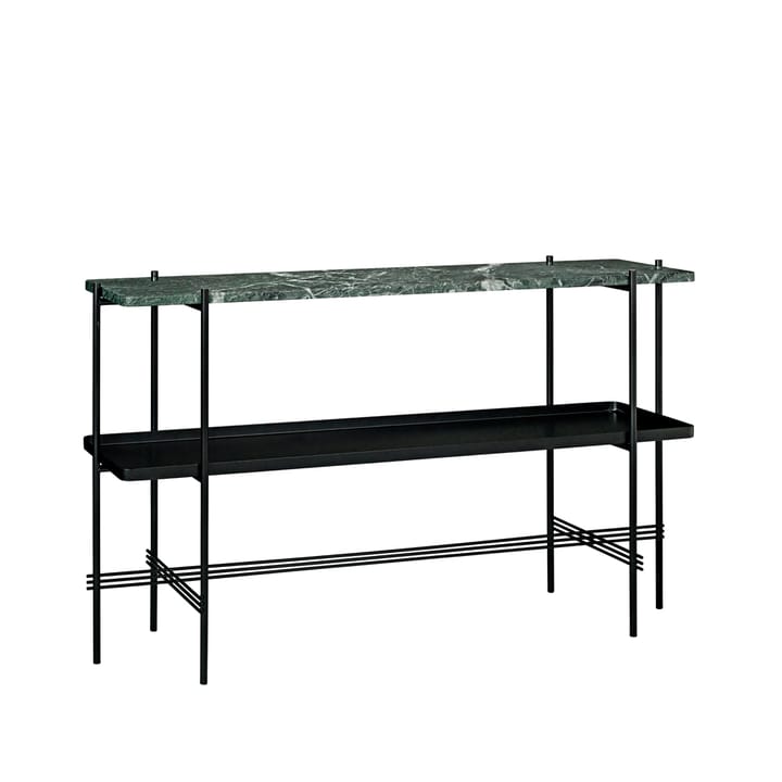 Mesa de apoio 120x30x72 cm TS Console - Mármore Verde da Guatemala-estrutura Preta-com Bandeja - GUBI