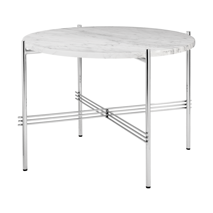 Mesa de centro aço polido TS Ø55 - Mármore carrara branco - GUBI