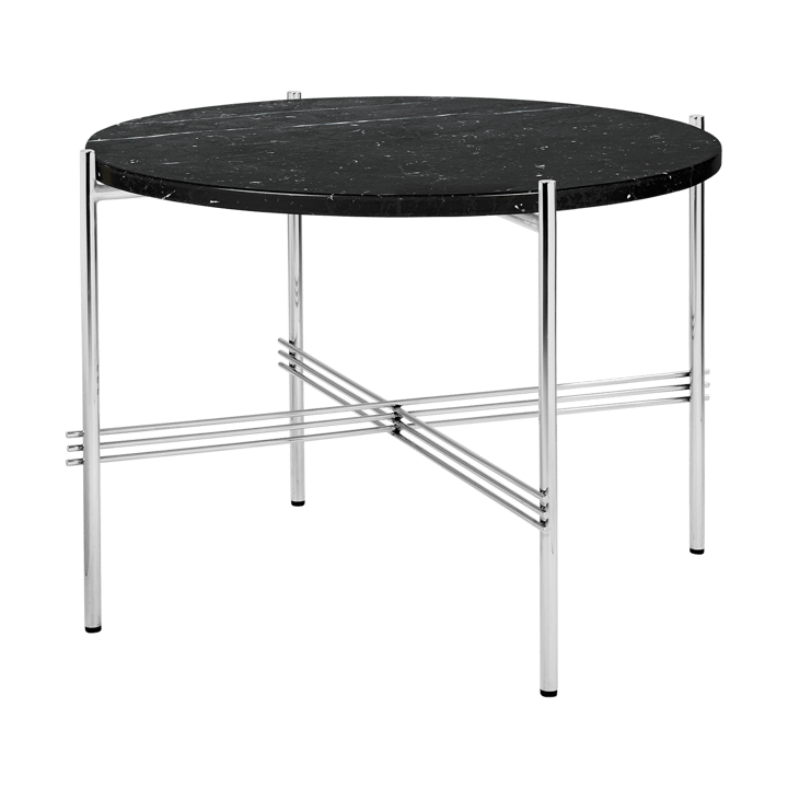 Mesa de centro aço polido TS Ø55 - Mármore preta marquina - GUBI