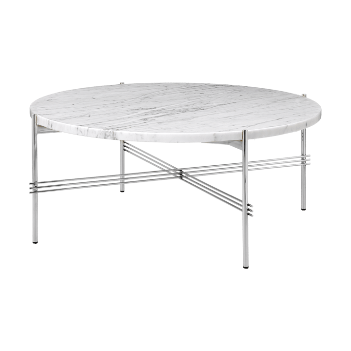 Mesa de centro aço polido TS Ø80 - Mármore carrara branco - GUBI