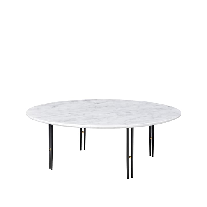 Mesa de centro IOI, mármore carrara branca, Ø100, suporte preto GUBI