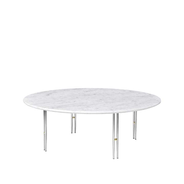 Mesa de centro IOI - Mármore carrara branco-ø100-estrutura cromo - GUBI