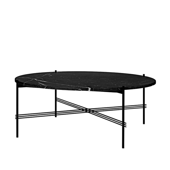 Mesa de centro TS Round, Mármore Marquina Preto, Ø105, Suporte Preto GUBI