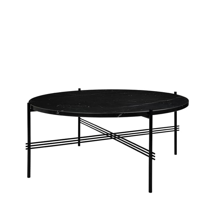 Mesa de centro TS Round - Mármore Marquina Preto, Ø80, Suporte Preto - GUBI