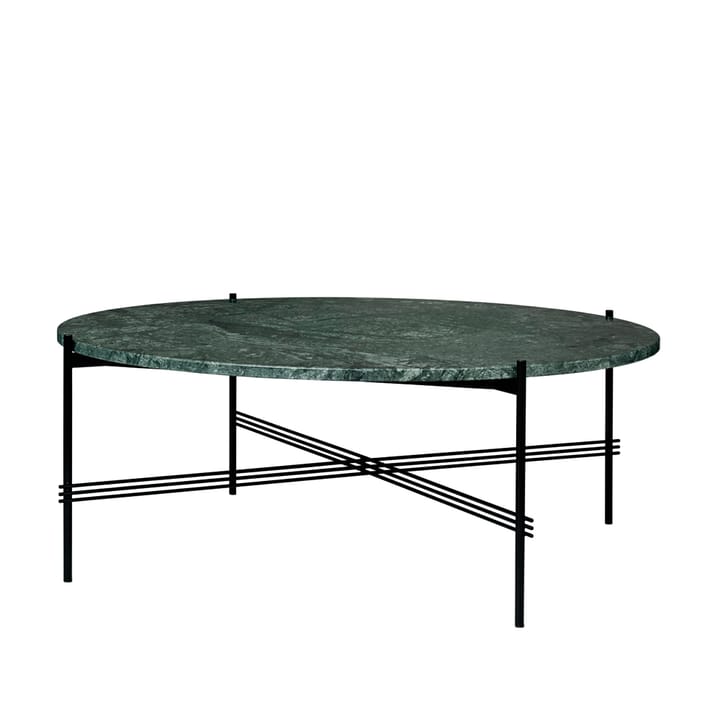 Mesa de centro TS Round - Mármore Verde da Guatemala, Ø105, suporte de latão - GUBI