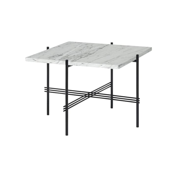 Mesa de centro Ts Square, Mármore branco carrara, 55x55 cm, estrutura preta  GUBI