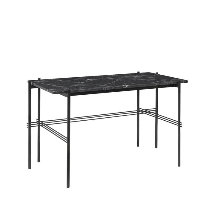 Mesa de escritório Ts Desk, Aço lacado a preto, preto Mármore GUBI