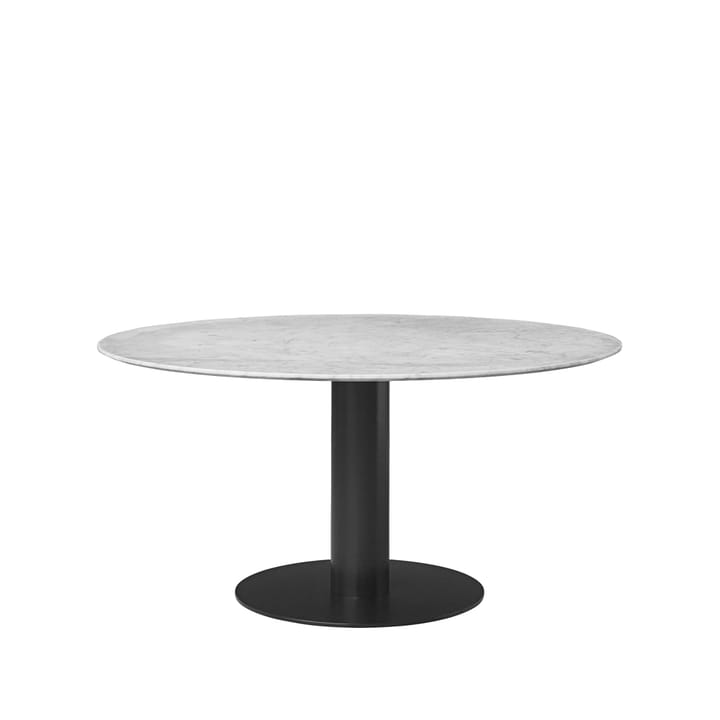 Mesa de jantar Gubi 2.0 - mármore branca, Ø150, suporte preto - GUBI