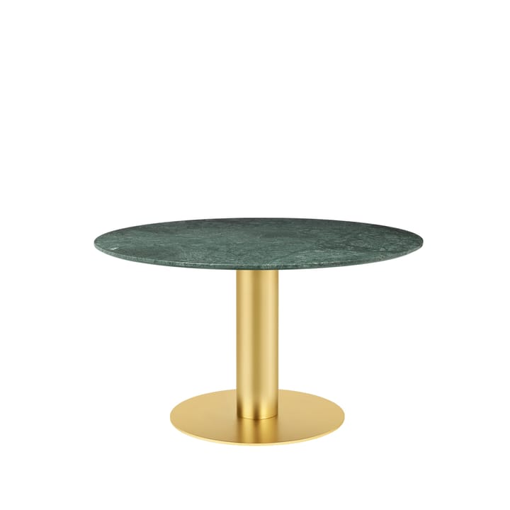 Mesa de jantar Gubi 2.0 - mármore verde, Ø130, estrutura de latão - GUBI