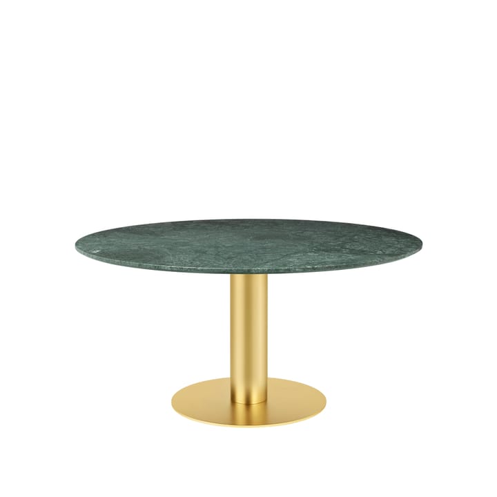 Mesa de jantar Gubi 2.0 - mármore verde, Ø150, estrutura de latão - GUBI