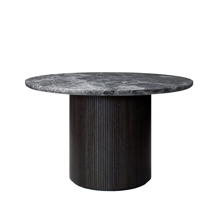 Mesa de jantar redonda Moon - Mármore cinzento, Ø120 cm, base castanho/preto - GUBI