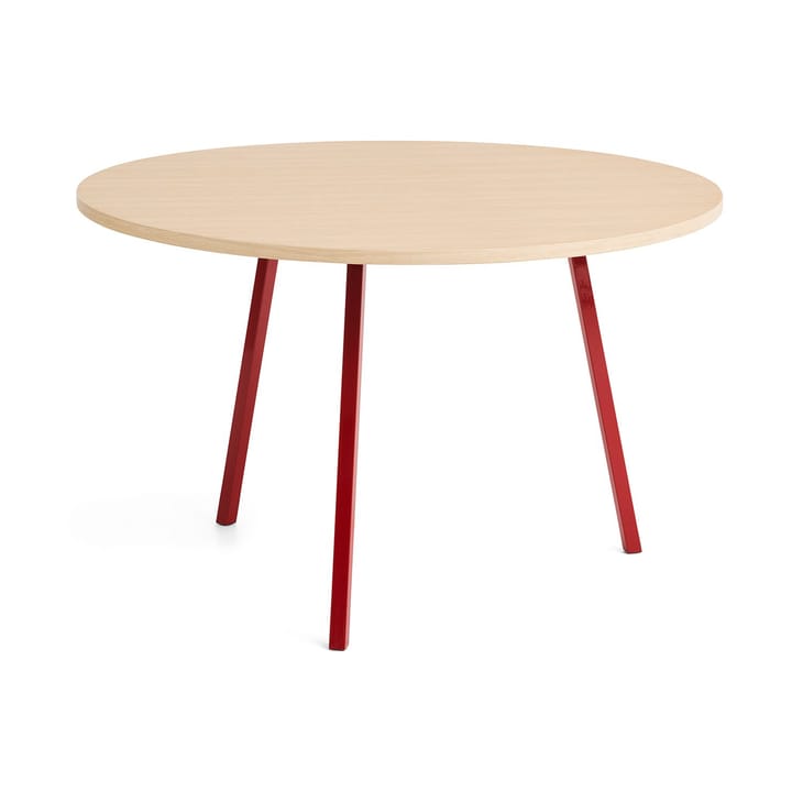 Mesa de jantar Loop Stand Ø120 cm - Maroon red-clear lacq. oak - HAY