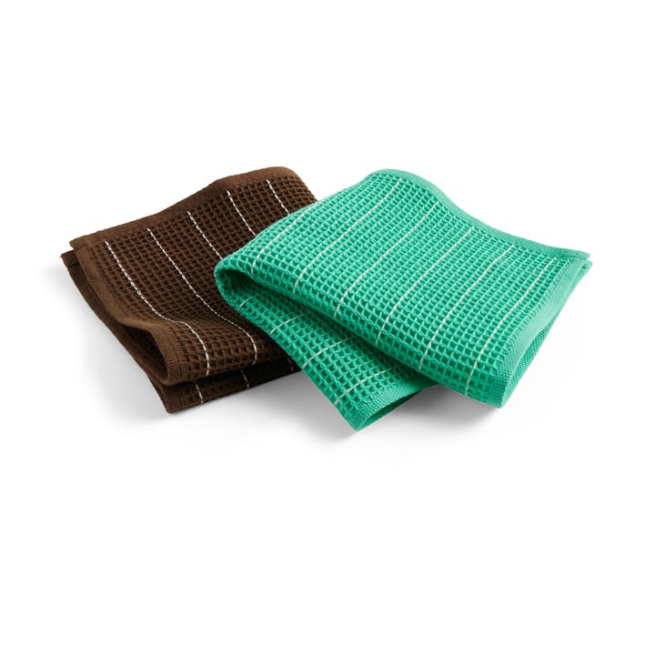 Pano de prato Canteen 31x31 cm 2-unidades  - Chocolate pinstripe-Emerald� pinstripe​ - HAY