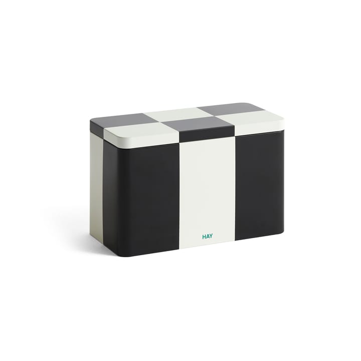 Recipiente com tampa Tin Container medium - Black-off white - HAY