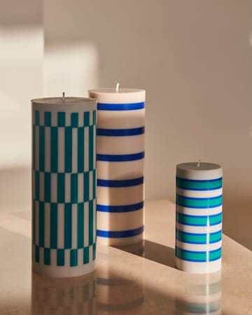 Vela bloco grande 25 cm Column Candle  - Off white-azul - HAY